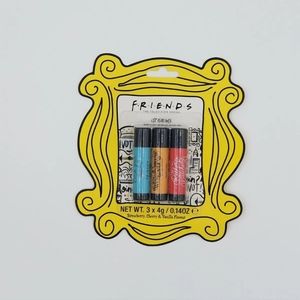 FRIENDS Tv Series Lip Balm Trio, Cherry Strawberry, Vanilla NEW
